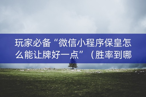 玩家必备“微信小程序保皇怎么能让牌好一点”（胜率到哪调)