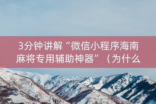 3分钟讲解“微信小程序海南麻将专用辅助神器”（为什么有人一直赢)