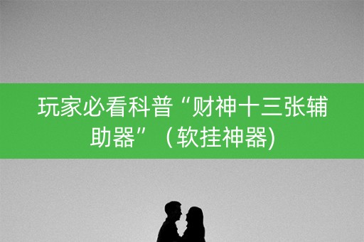 玩家必看科普“财神十三张辅助器”（软挂神器)
