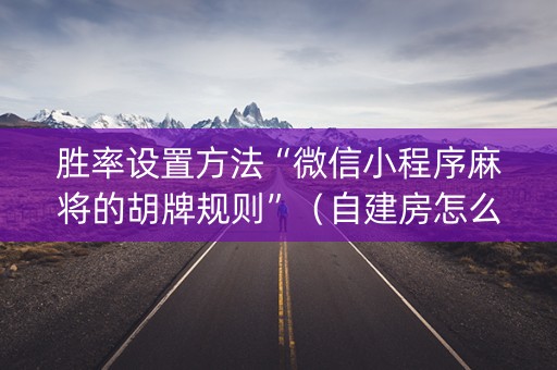 胜率设置方法“微信小程序麻将的胡牌规则”（自建房怎么拿好牌)