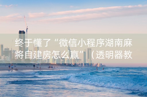 终于懂了“微信小程序湖南麻将自建房怎么赢”（透明器教程)