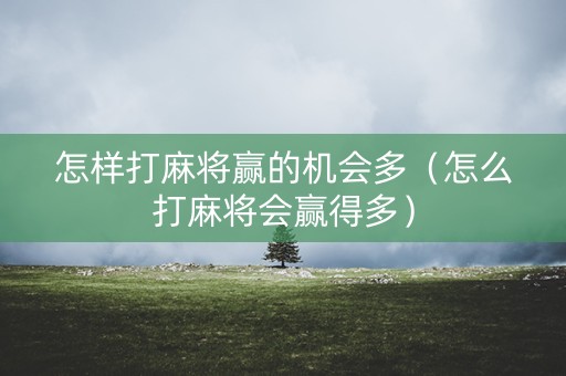 怎样打麻将赢的机会多（怎么打麻将会赢得多）