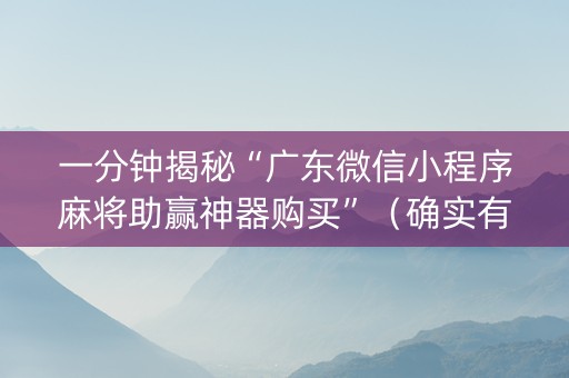 一分钟揭秘“广东微信小程序麻将助赢神器购买”（确实有插件吗)