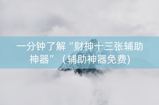一分钟了解“财神十三张辅助神器”（辅助神器免费)