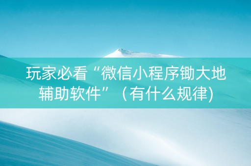玩家必看“微信小程序锄大地辅助软件”（有什么规律)