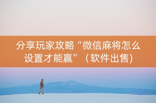 分享玩家攻略“微信麻将怎么设置才能赢”（软件出售)