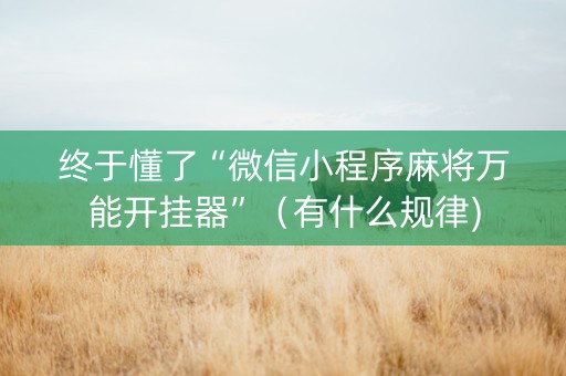 终于懂了“微信小程序麻将万能开挂器”（有什么规律)