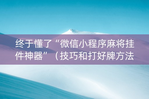终于懂了“微信小程序麻将挂件神器”（技巧和打好牌方法)