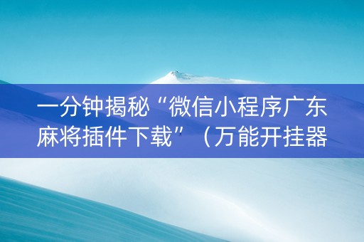 一分钟揭秘“微信小程序广东麻将插件下载”（万能开挂器)