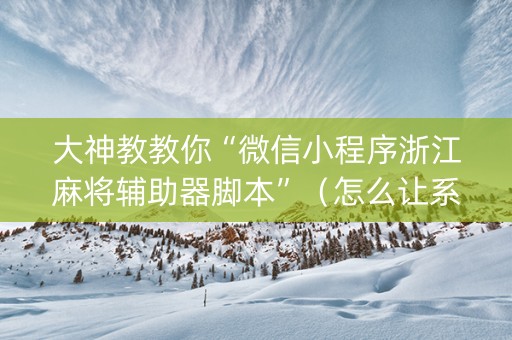 大神教教你“微信小程序浙江麻将辅助器脚本”（怎么让系统给自己好牌)