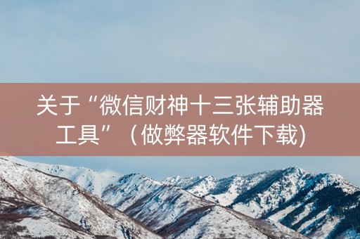 关于“微信财神十三张辅助器工具”（做弊器软件下载)