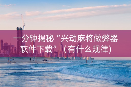 一分钟揭秘“兴动麻将做弊器软件下载”（有什么规律)