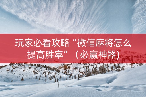 玩家必看攻略“微信麻将怎么提高胜率”（必赢神器)