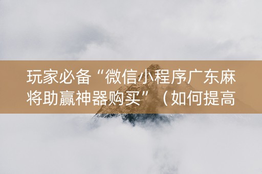 玩家必备“微信小程序广东麻将助赢神器购买”（如何提高胜率)