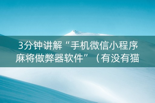 3分钟讲解“手机微信小程序麻将做弊器软件”（有没有猫腻)