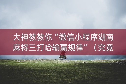 大神教教你“微信小程序湖南麻将三打哈输赢规律”（究竟是不是有挂)