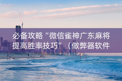 必备攻略“微信雀神广东麻将提高胜率技巧”（做弊器软件下载)