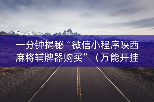 一分钟揭秘“微信小程序陕西麻将辅牌器购买”（万能开挂神器)