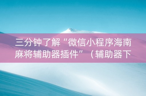 三分钟了解“微信小程序海南麻将辅助器插件”（辅助器下载)