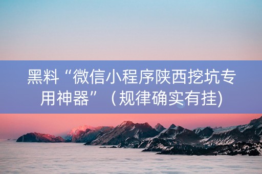 黑料“微信小程序陕西挖坑专用神器”（规律确实有挂)