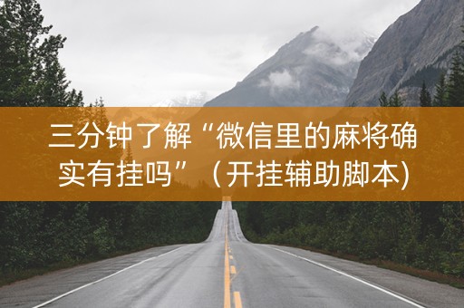 三分钟了解“微信里的麻将确实有挂吗”（开挂辅助脚本)