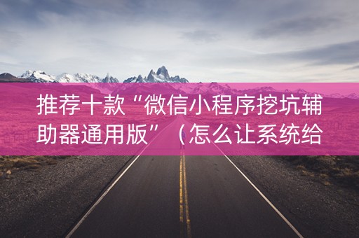 推荐十款“微信小程序挖坑辅助器通用版”（怎么让系统给自己好牌)