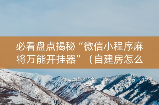必看盘点揭秘“微信小程序麻将万能开挂器”（自建房怎么拿好牌)
