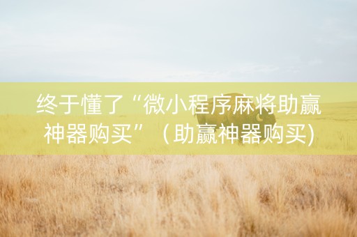 终于懂了“微小程序麻将助赢神器购买”（助赢神器购买)