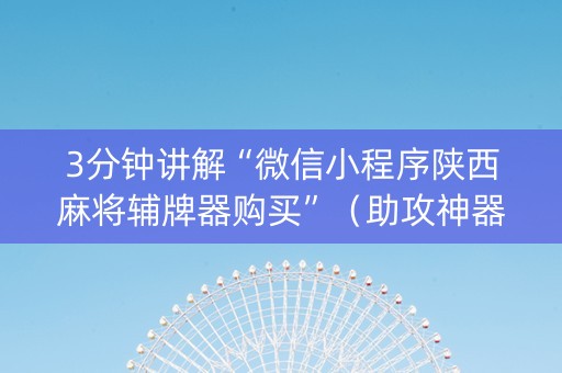3分钟讲解“微信小程序陕西麻将辅牌器购买”（助攻神器)