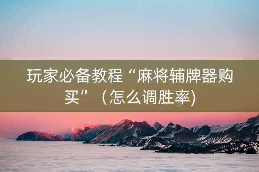 玩家必备教程“麻将辅牌器购买”（怎么调胜率)