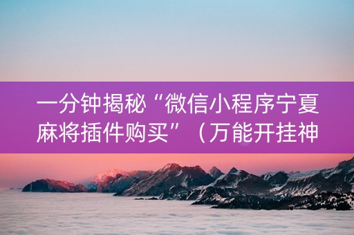 一分钟揭秘“微信小程序宁夏麻将插件购买”（万能开挂神器)