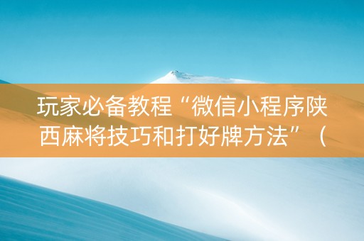 玩家必备教程“微信小程序陕西麻将技巧和打好牌方法”（充会员胜率高)