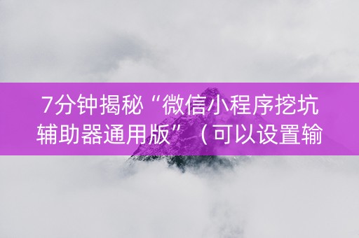 7分钟揭秘“微信小程序挖坑辅助器通用版”（可以设置输赢吗)