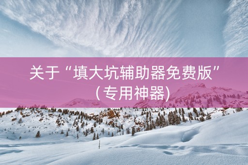 关于“填大坑辅助器免费版”（专用神器)