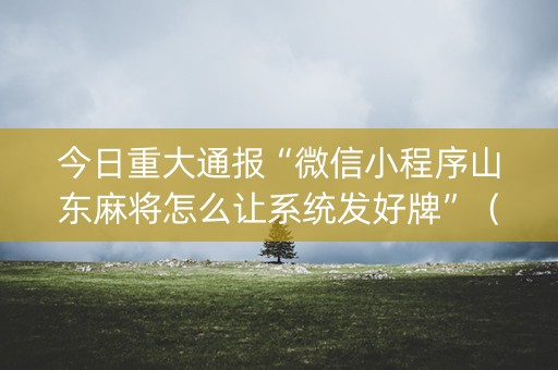 今日重大通报“微信小程序山东麻将怎么让系统发好牌”（输赢有什么规律)