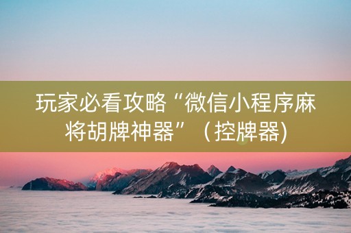 玩家必看攻略“微信小程序麻将胡牌神器”（控牌器)