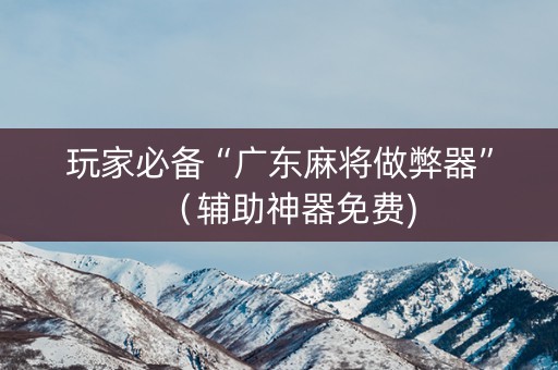 玩家必备“广东麻将做弊器”（辅助神器免费)