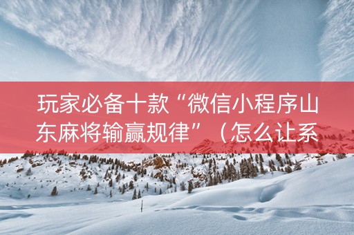 玩家必备十款“微信小程序山东麻将输赢规律”（怎么让系统给自己好牌)