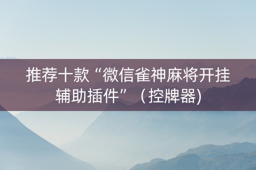 推荐十款“微信雀神麻将开挂辅助插件”（控牌器)
