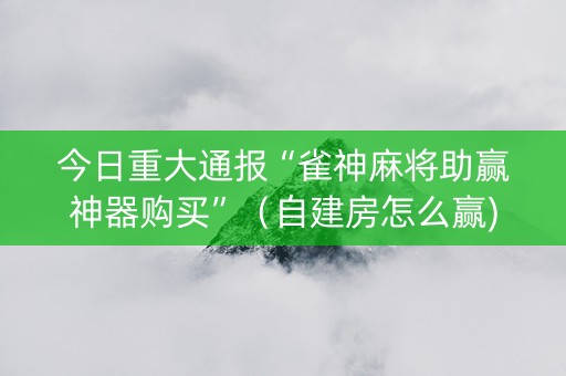 今日重大通报“雀神麻将助赢神器购买”（自建房怎么赢)