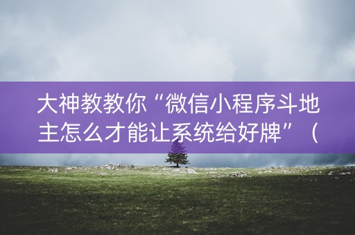 大神教教你“微信小程序斗地主怎么才能让系统给好牌”（提高胜率软件)