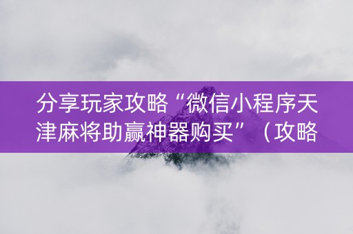 分享玩家攻略“微信小程序天津麻将助赢神器购买”（攻略插件)