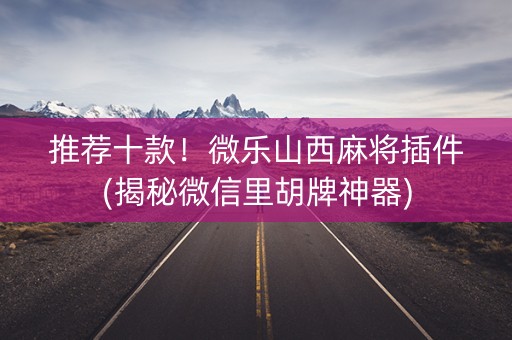 推荐十款！微乐山西麻将插件(揭秘微信里胡牌神器)