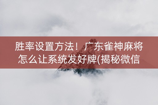 胜率设置方法！广东雀神麻将怎么让系统发好牌(揭秘微信里助赢神器)