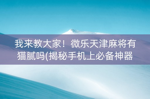 我来教大家！微乐天津麻将有猫腻吗(揭秘手机上必备神器)