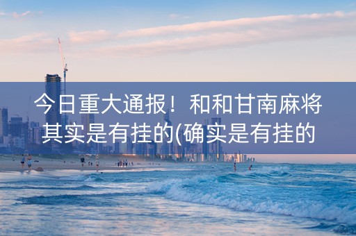 今日重大通报！和和甘南麻将其实是有挂的(确实是有挂的)