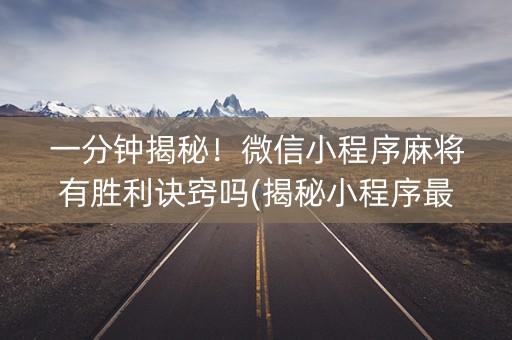 一分钟揭秘！微信小程序麻将有胜利诀窍吗(揭秘小程序最新神器下载)