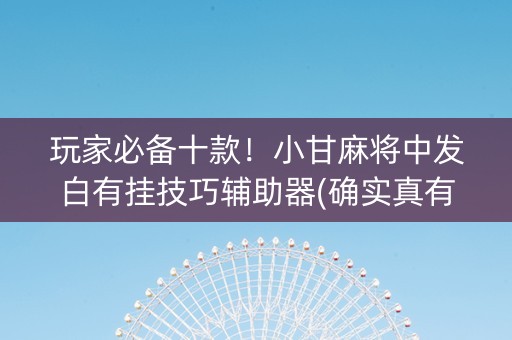 玩家必备十款！小甘麻将中发白有挂技巧辅助器(确实真有挂)