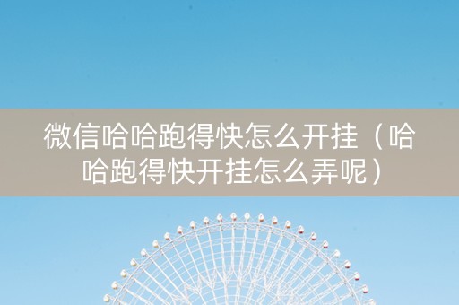 微信哈哈跑得快怎么开挂（哈哈跑得快开挂怎么弄呢）