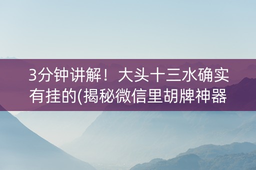 3分钟讲解！大头十三水确实有挂的(揭秘微信里胡牌神器)